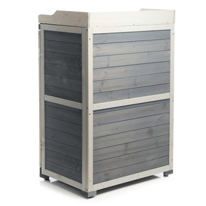 Armadietto grigio da esterno con piano di lavoro per giradinaggio, Mobile da giardino