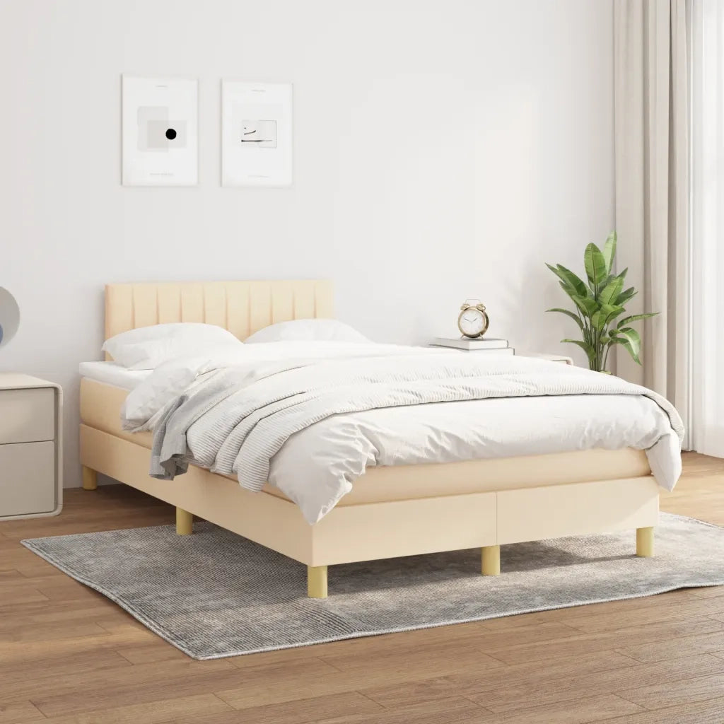 Giroletto a Molle con Materasso Crema 120x190 cm in Tessuto
