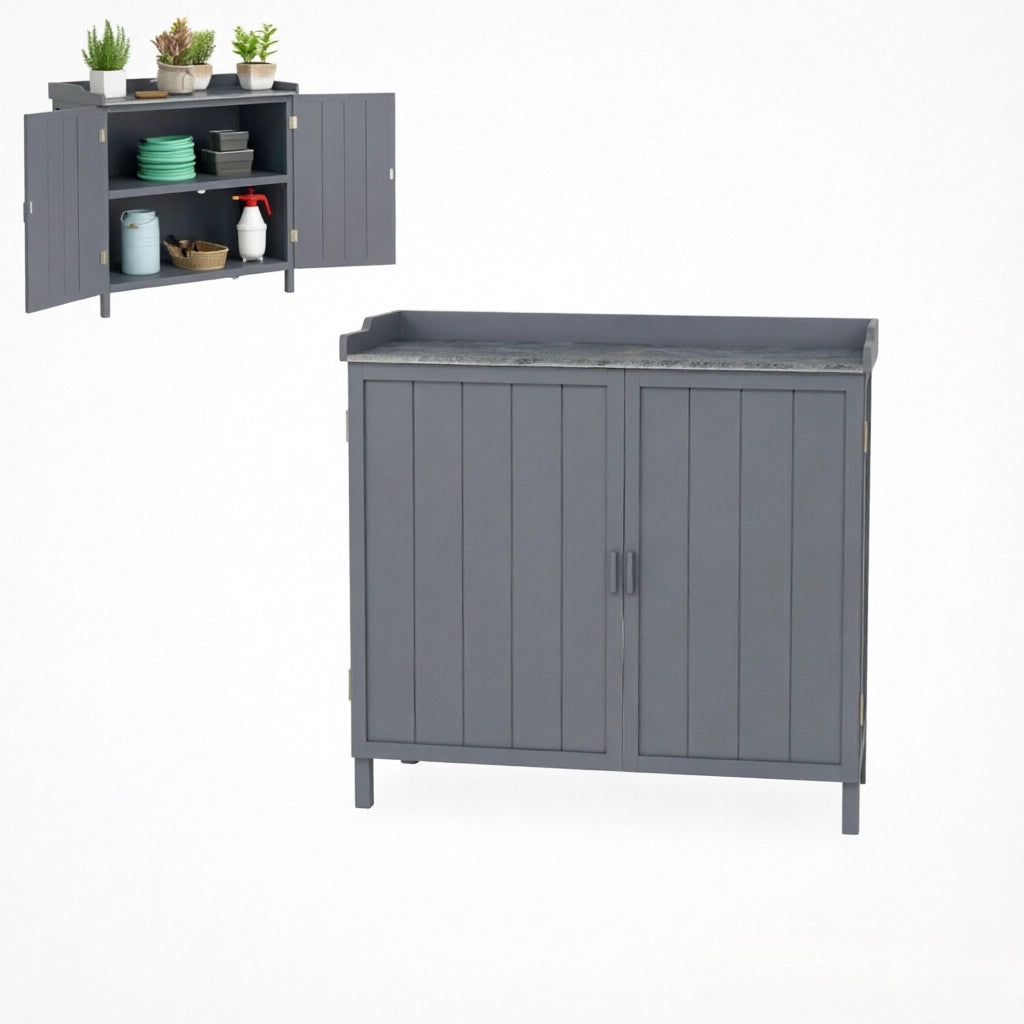 ARMADIO DA GIARDINO 98x48x95,5 cm Grigio in legno e metallo
