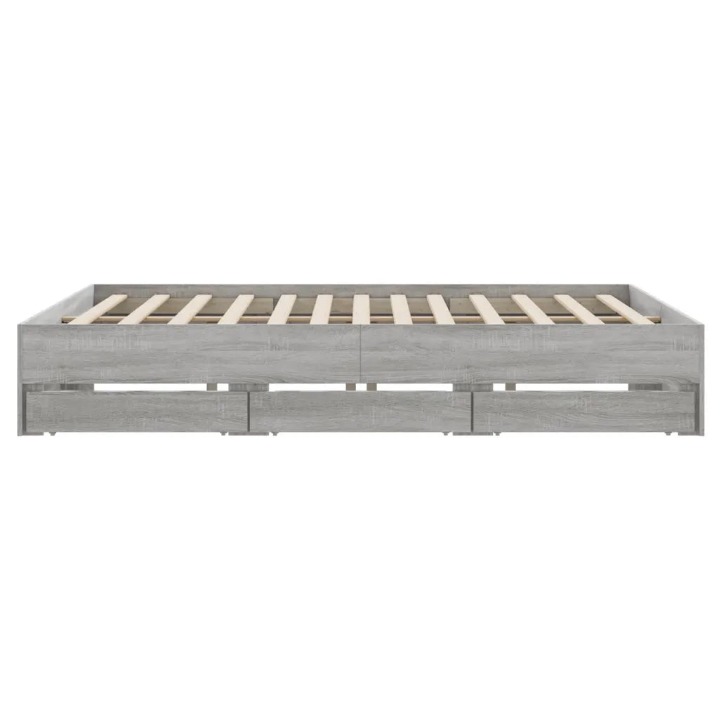 Giroletto Cassetti-Struttura Letto con contenitore Grigio Sonoma 180x200 cm Legno Multistrato 886590