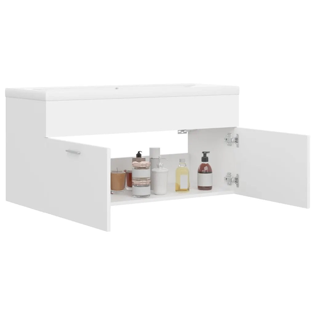 Mobile da Bagno con Lavabo Integrato Bianco in Truciolato 3070847