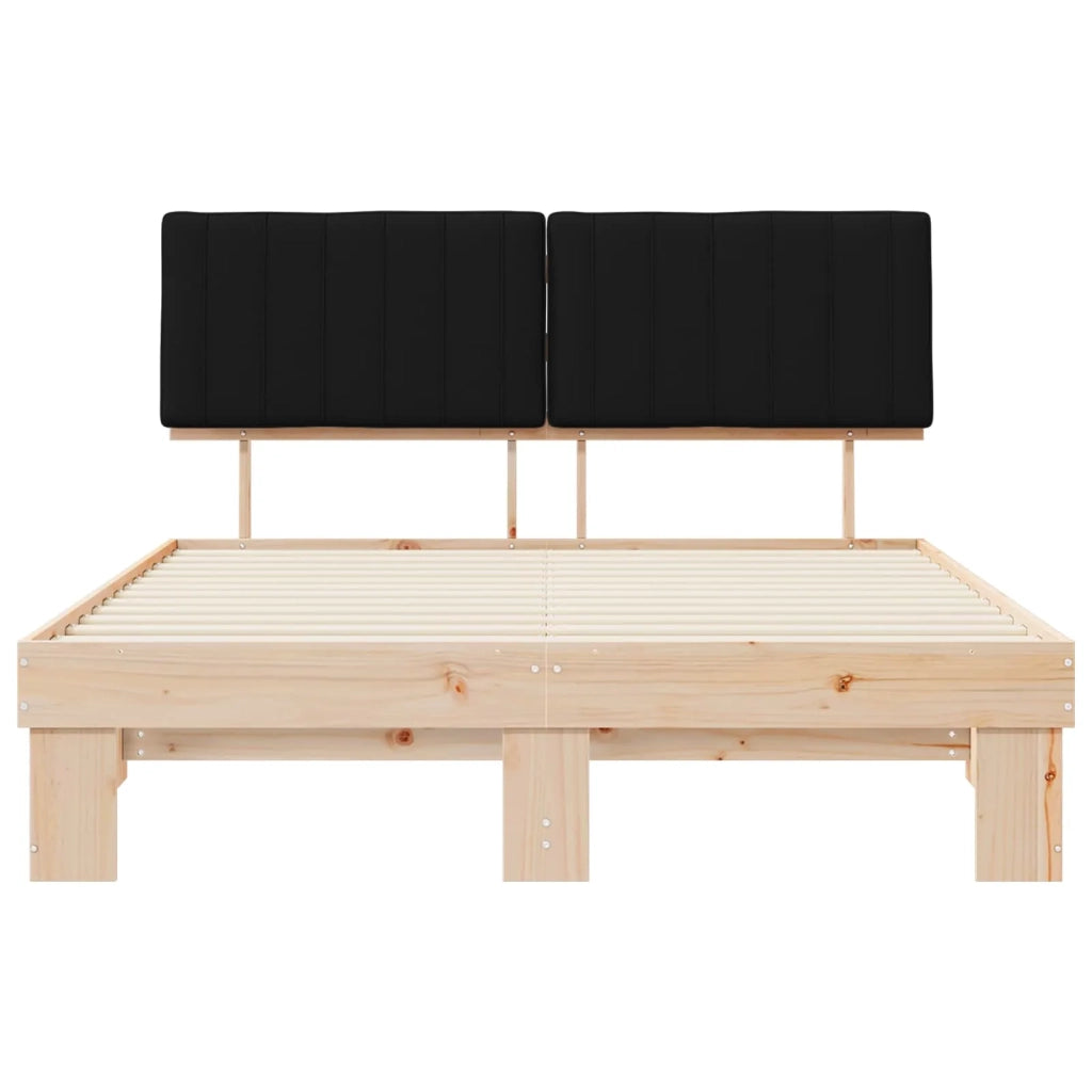 Letto con Testiera Rivestita Nero 150 x 200 cm Pino massello 877481