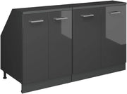 Set di mobili sottotetto Rion, Antracite lucido, 140 cm Set di 2 carcasse armadio profondità 60 cm, adatto per il salvaspazio sotto tetti spioventi