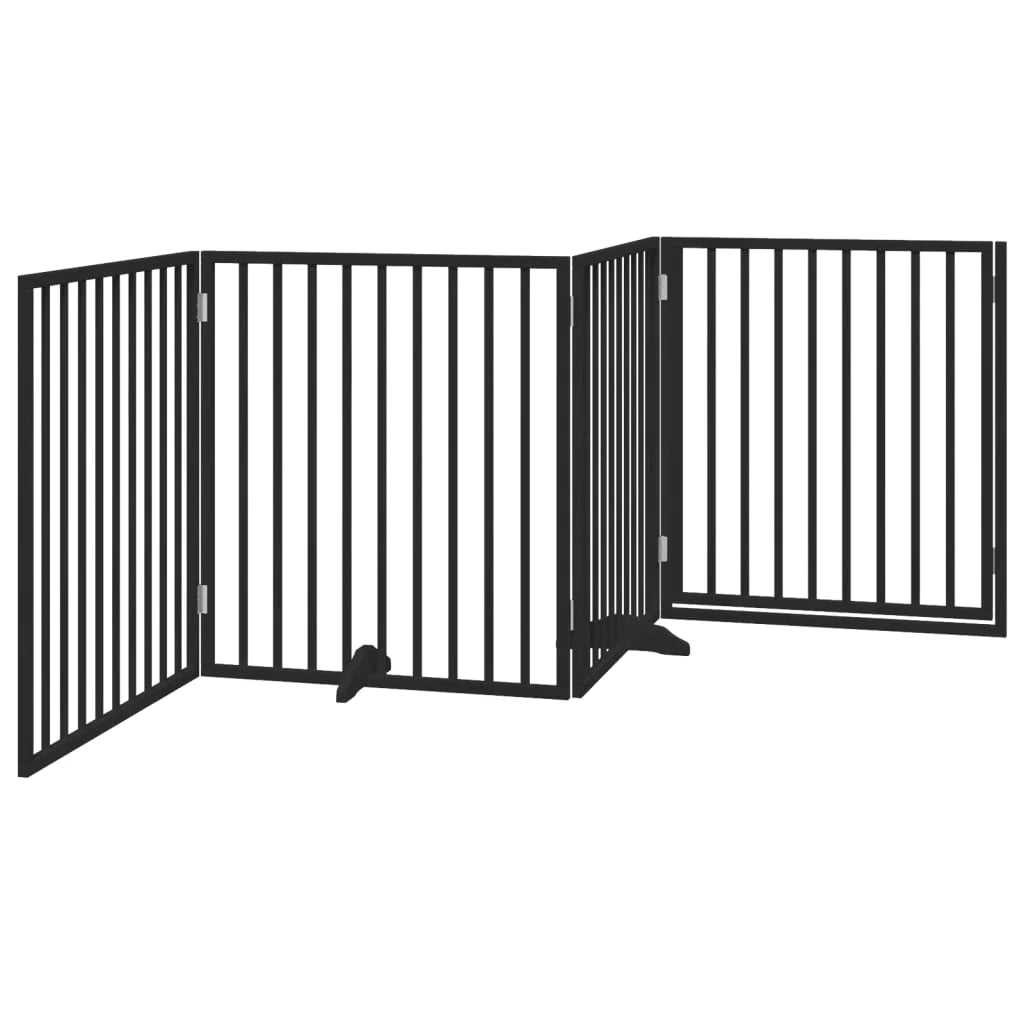 Cancelletto di sicurezza per cani e animali domestici porta in legno di pioppo nero a 4 pannelli 02_0023353