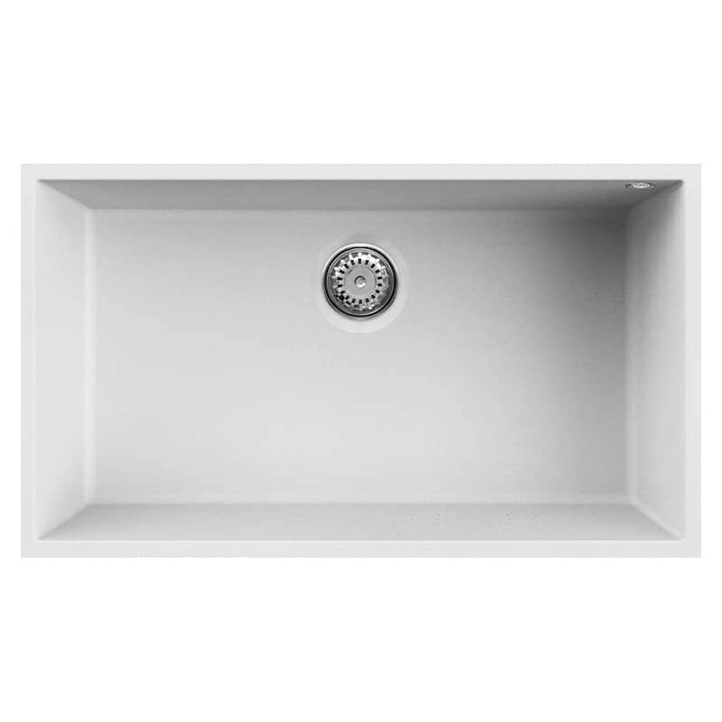 Lavello Elleci Incasso 1 vasca 76x44 Quadra 130 Sottotop Keratek Plus Bianco White Assoluto LKQ13096BSO