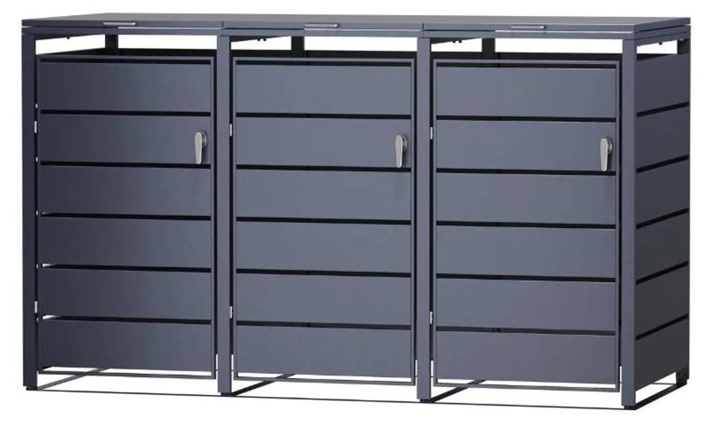 TIMBELA M802-3K Copribidone Spazzatura in Metallo 3 x 240L