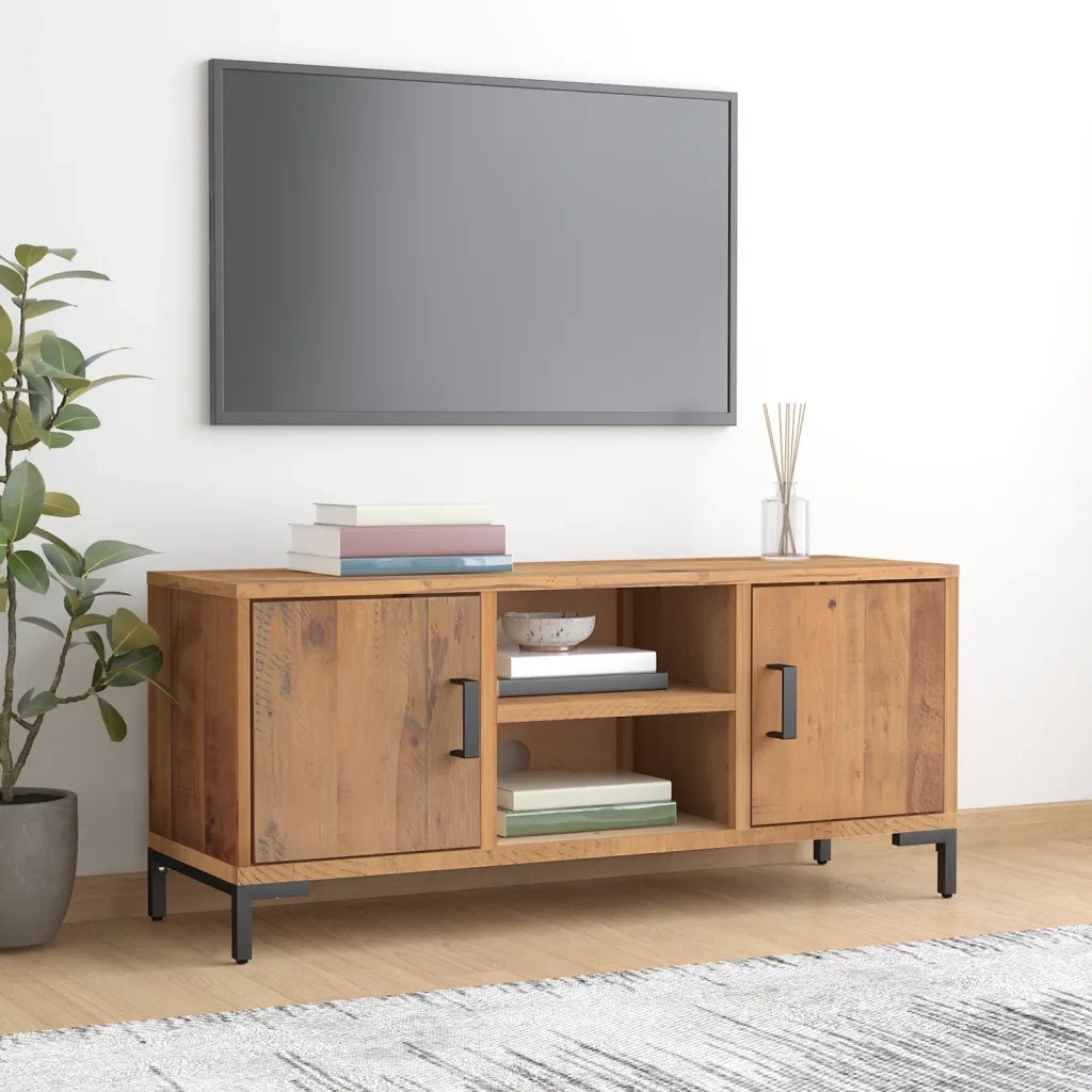 Mobile TV-Credenza per TV-Console TV Marrone 110x35x48 cm in Legno Massello di Pino