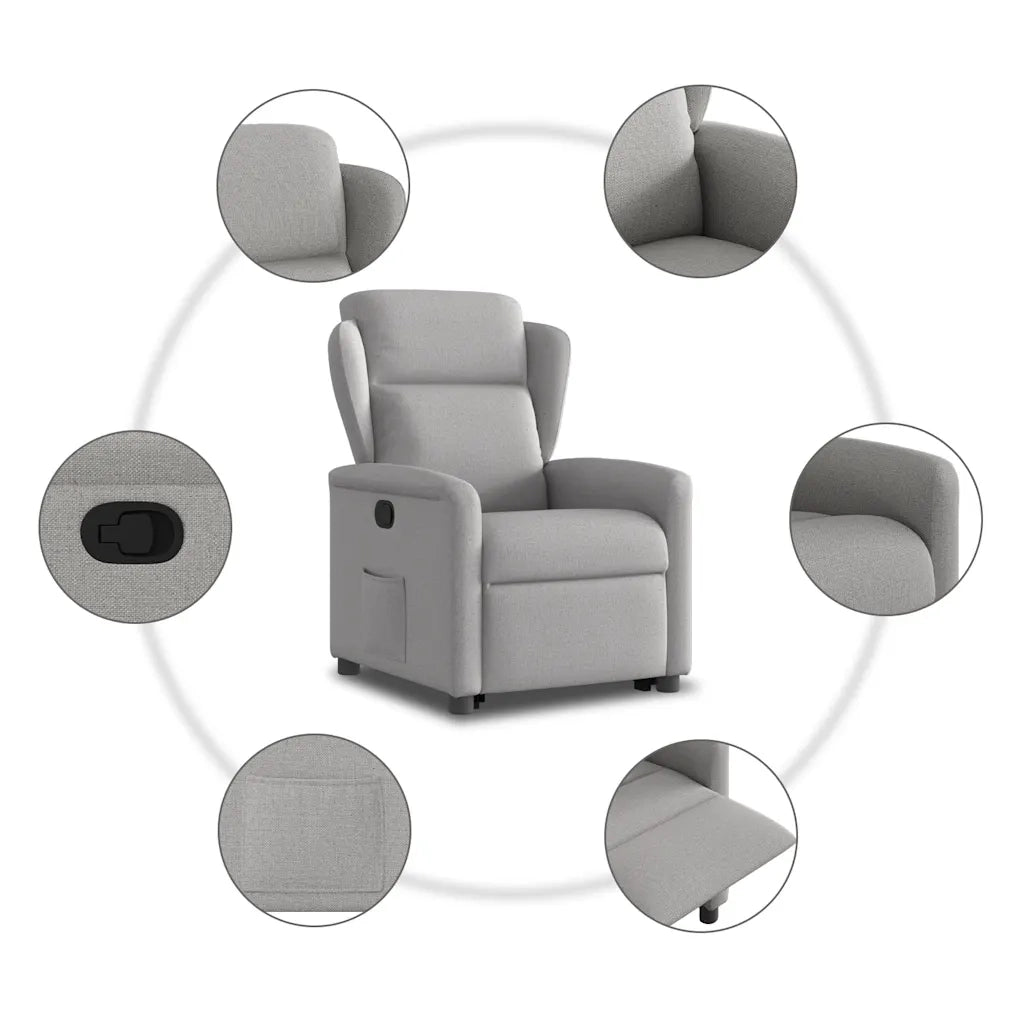 vidaXL Poltrona Alzapersona Reclinabile Grigio Nuvola in Tessuto