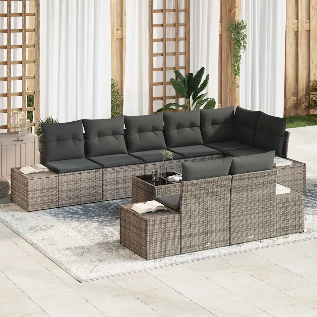 Set Divano da Giardino con archiviazione Grigio Poly Rattan 3355788