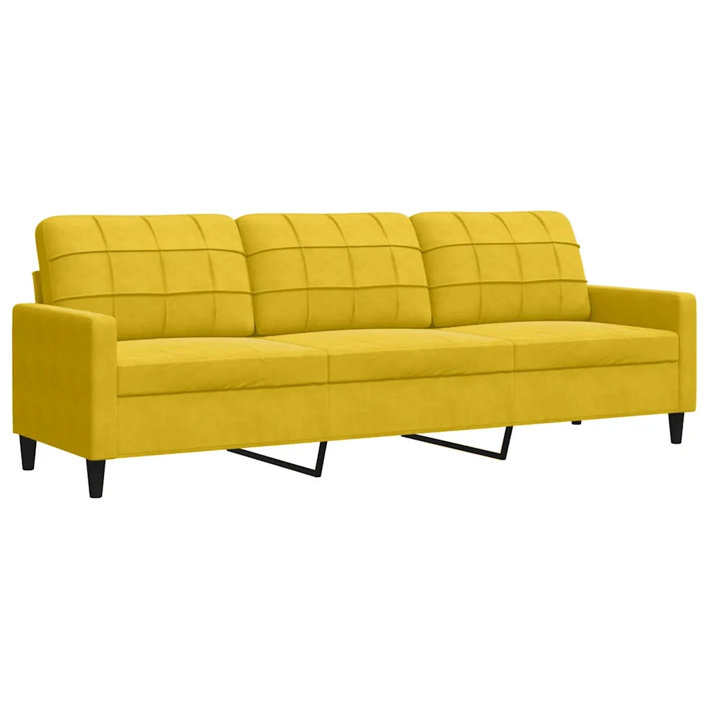 Set di Divani 2 pz con Cuscini e Rinforzi Giallo in Velluto