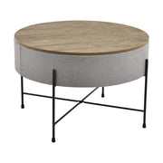 Tavolino Contenitore Tauranga con Piano Rotondo Rimovibile 40 x Ø60 cm Effetto Noce / Grigio [en.casa]
