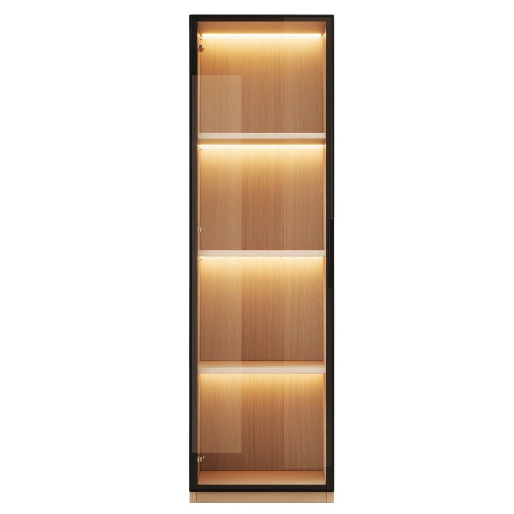 Vetrina con Porta in Vetro e LED ¨C Xylo ¨C Rovere, MDF, 40x40x165 cm