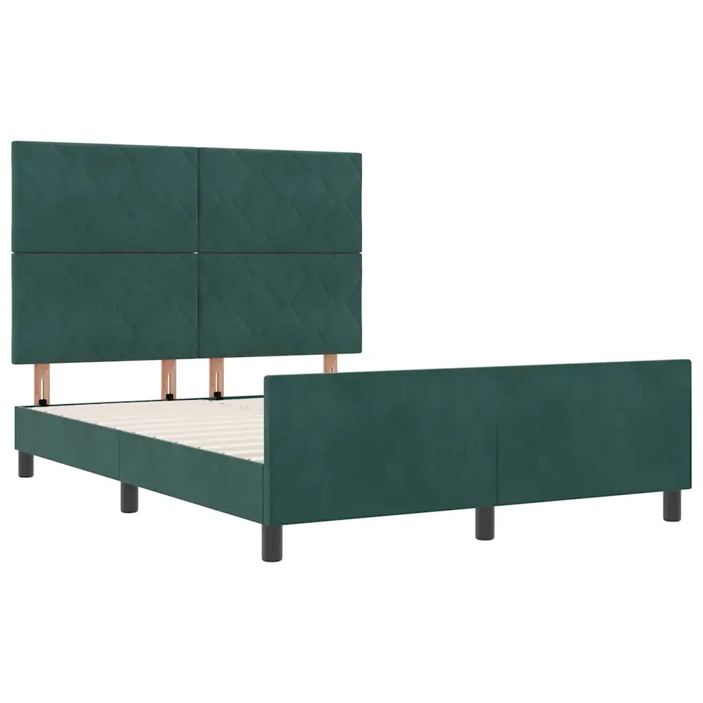 Letto a molle con testiera Verde Scuro 140 x 190 cm Velluto 3345008