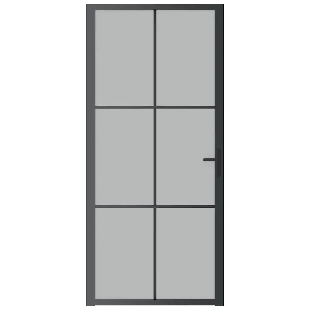 Porta Interna 93x201,5 cm Nero Opaco Vetro e Alluminio cod mxl 66626