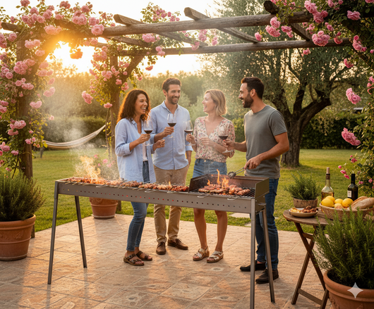 Cuoci Arrosticini a Carbone 120 cm con Barbecue Lisa Luxury Torino Grill 80+40