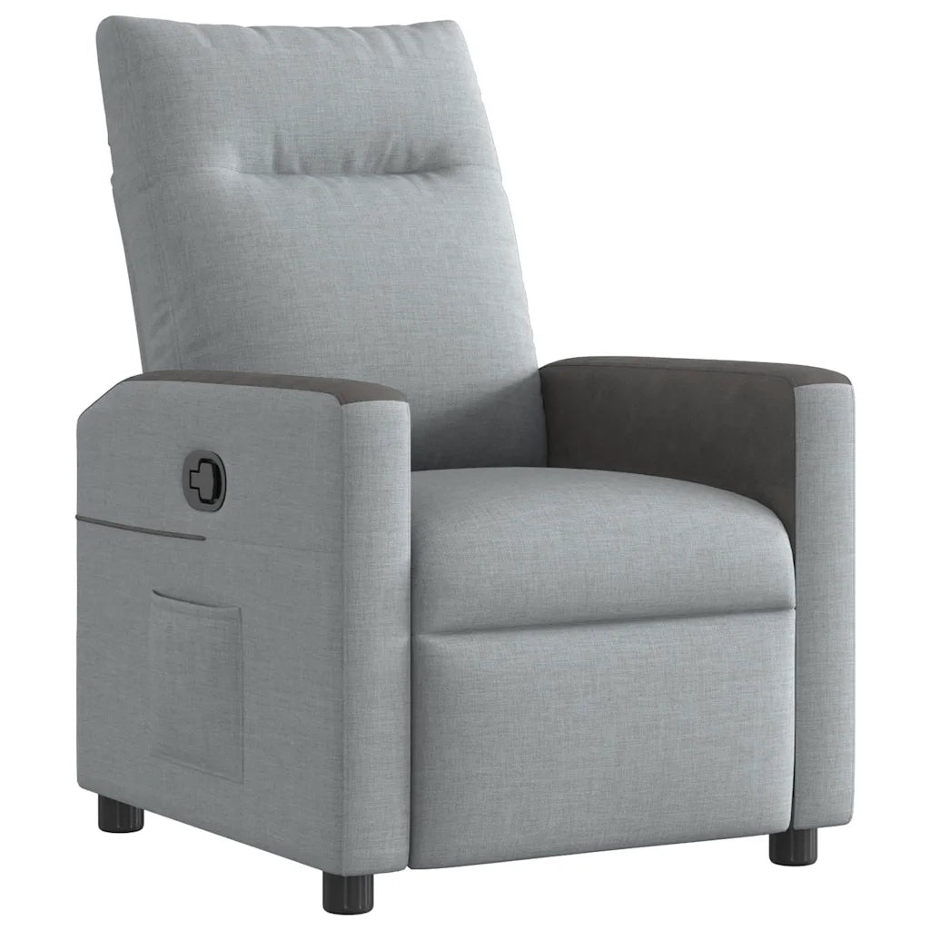 Divano Sedia-Poltrona Reclinabile in Tessuto Grigio Chiaro 270158