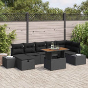 Set Divano da Giardino 8 pcs Nero polyrattan 3361394