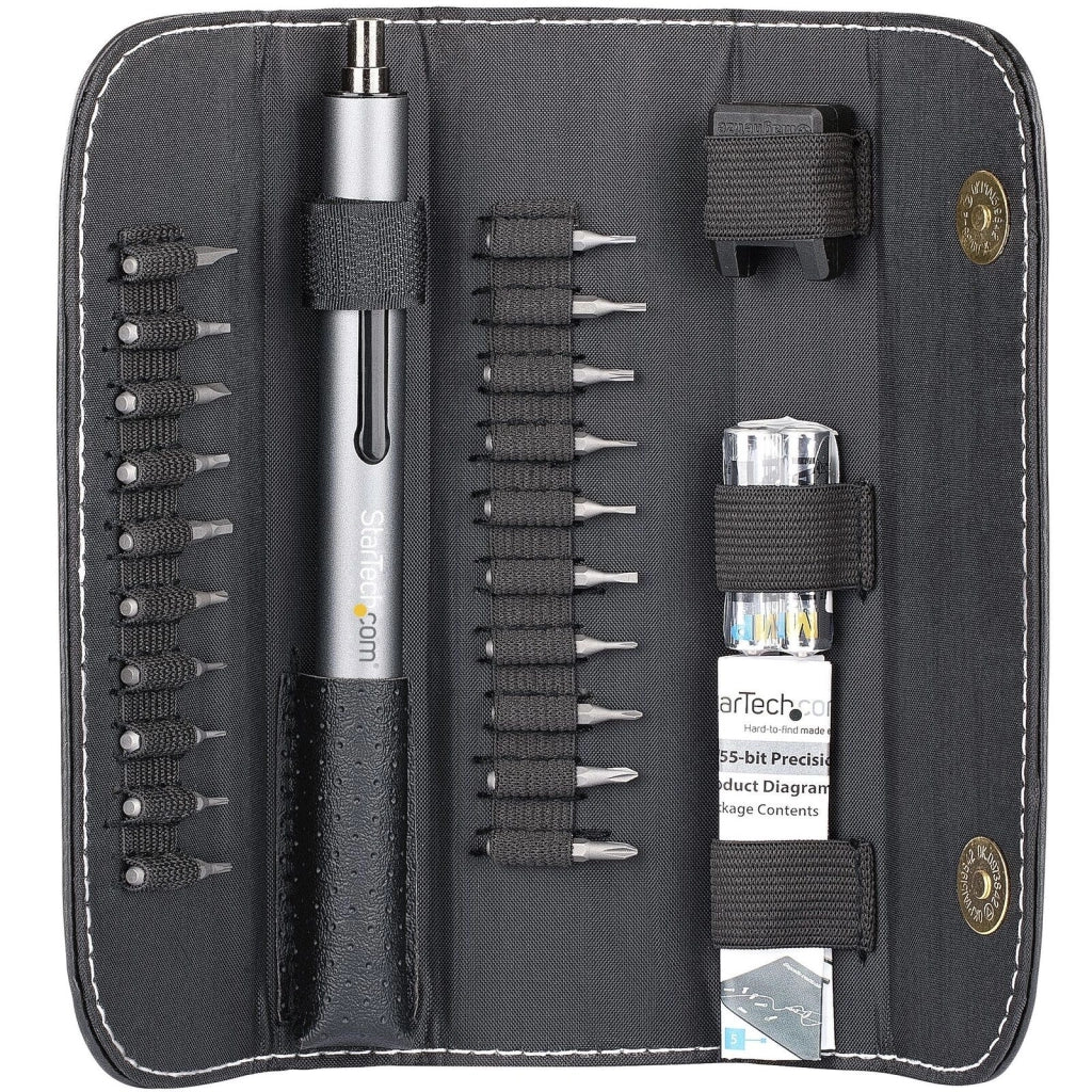 StarTech.com Set di cacciavite elettrico di precisione a 20 pezzi - Kit di cacciaviti a batteria portatile/mini per riparazioni di elettronica - magnetico - senza filo (CTK20PCEDRIVE)