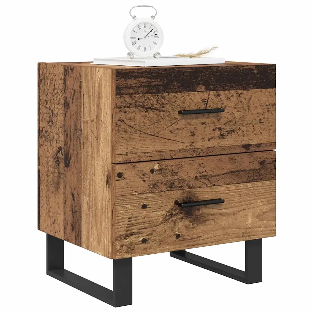 Armadio da Notte 2 pcs Legno Antico e Nero 40 x 35 x 47,5 cm 884067