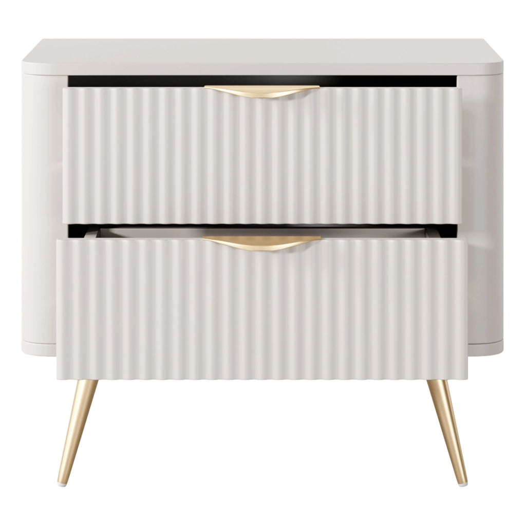 Baari, Comodino 2 Cassetti, 63x38x55h cm Beige