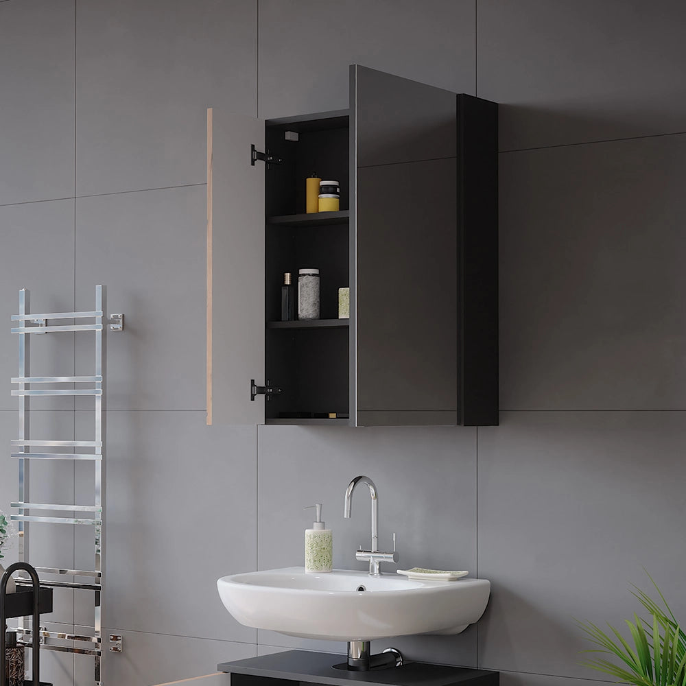 Vicco Armadietto a specchio da bagno Antracite/quercia dorata 60 x 75 cm