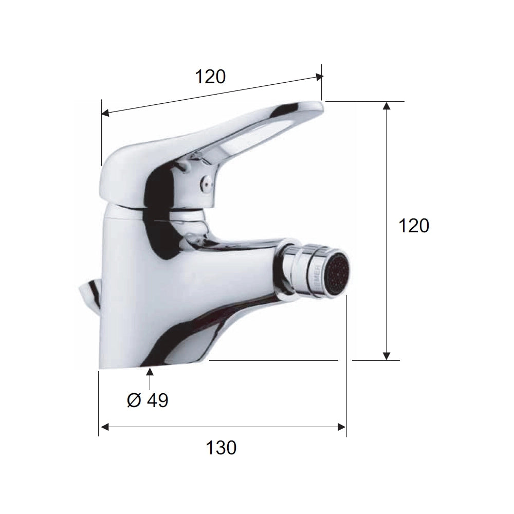 Rubinetto bidet con aeratore direzionabile e scarico in plastica remer - serie kiss