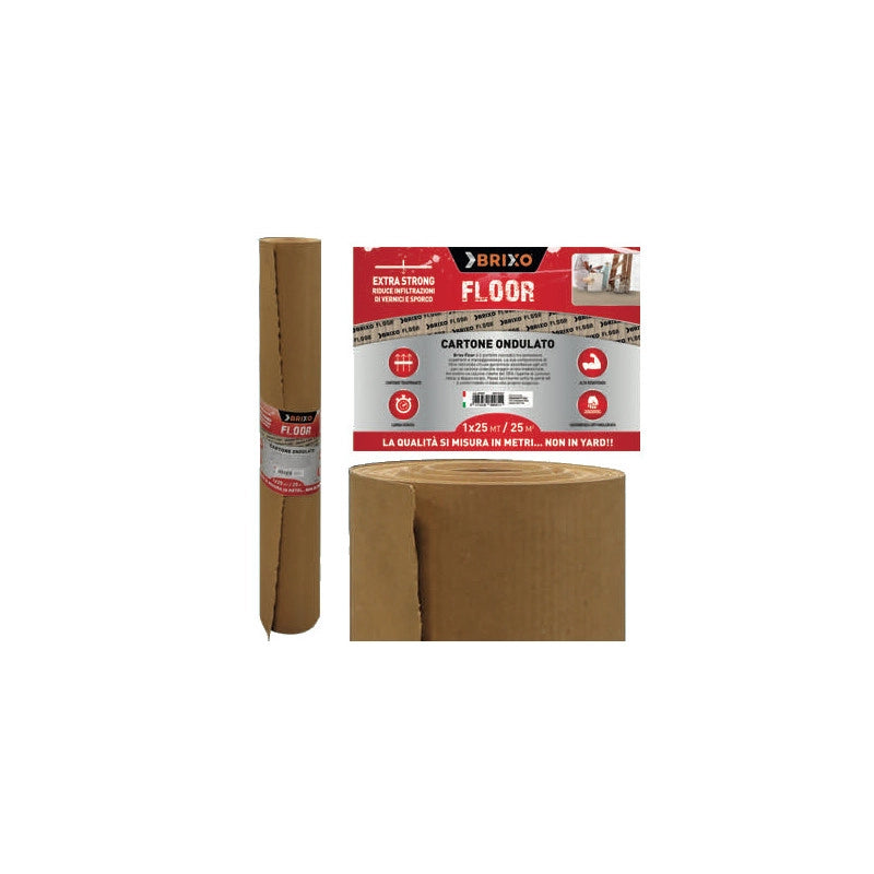 Cartone ondulato Brixo Floor 100 cm x 25 m – Protezione pavimenti – Rotolo resistente