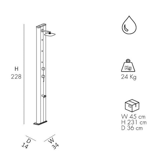 Doccia Tradizionale In Alluminio Dada Con Miscelatore, Nebulizzatore E Lavapiedi Colore Antracite/Inox Cv-D455/7016-I