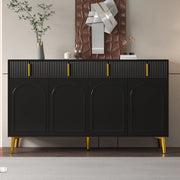 Credenza con maniglie e gambe dorate - Zephmum - 4 ante, 4 cassetti, laminato rimovibile, 140x38x82 cm