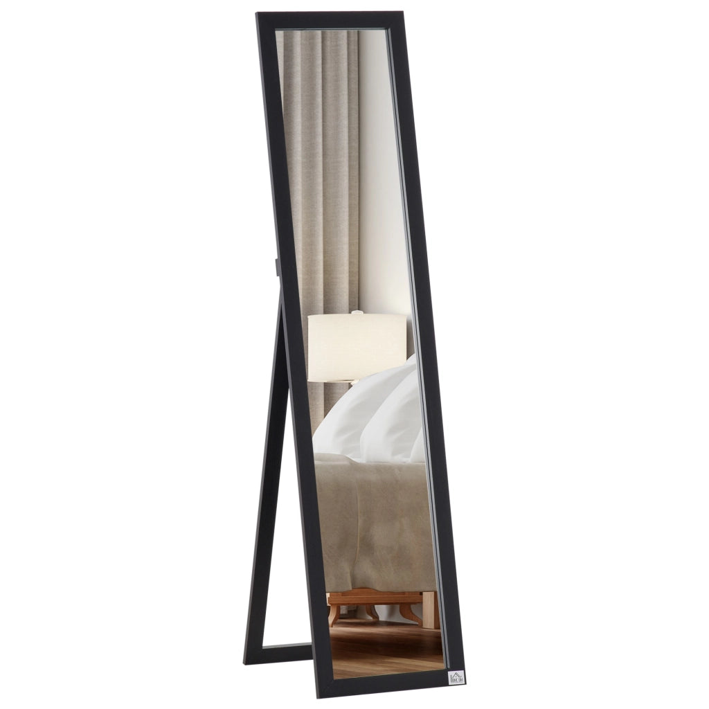 EasyComfort Specchio da Terra e Parete con Supporto Richiudibile e Cornice in MDF, 37x48x152cm, Nero