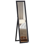 EasyComfort Specchio da Terra e Parete con Supporto Richiudibile e Cornice in MDF, 37x48x152cm, Nero
