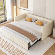 Letto divano estraibile 90 × 200 cm e 180 × 200 cm con telaio supplementare, senza materasso, in velluto beige
