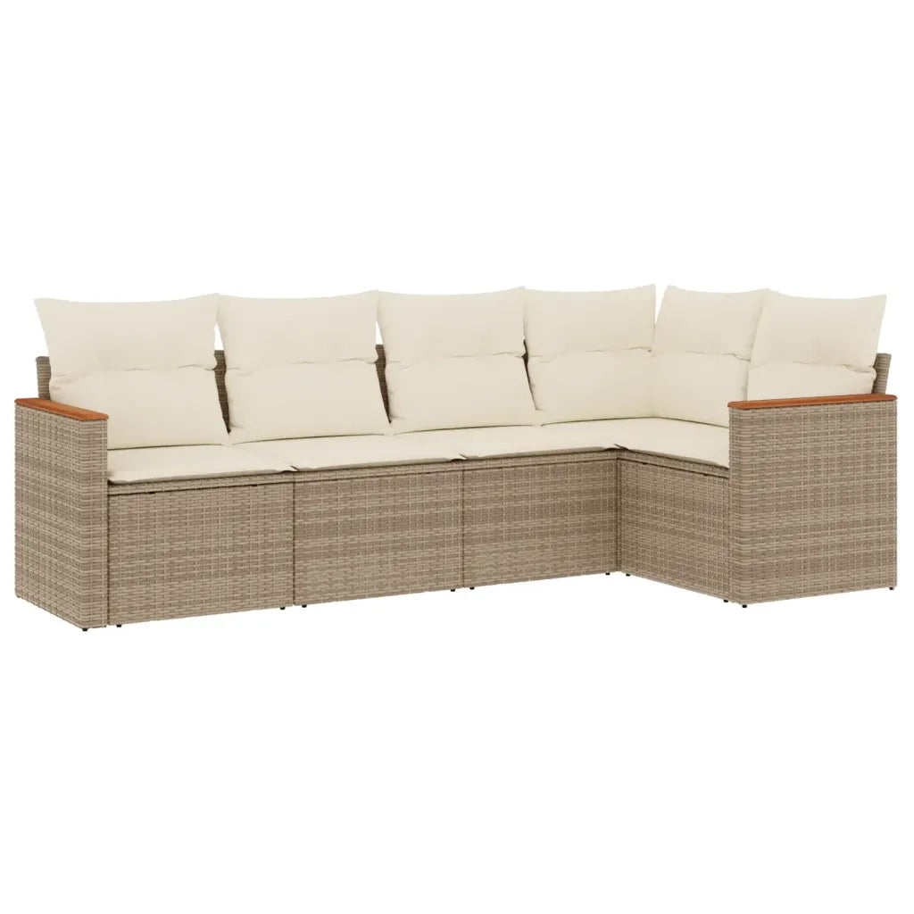 Set Divano da Giardino 5 pz con Cuscini Beige in Polyrattan 3258348