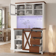 ARMADIO ALTO 104x40x180 cm Bianco in MDF, metallo e vetro con LED