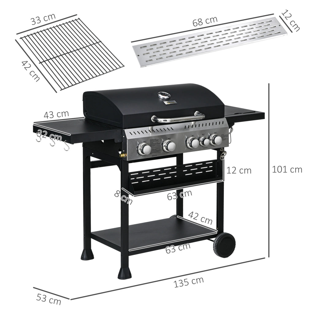 Barbecue a gas 4+1 ¨C zephmum ¨C grigio, acciaio, 12.5 kW