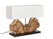 Lampada da Tavolo 60x20x55 cm E27 in Legno e Acciaio Pralume in Cotone Bianco