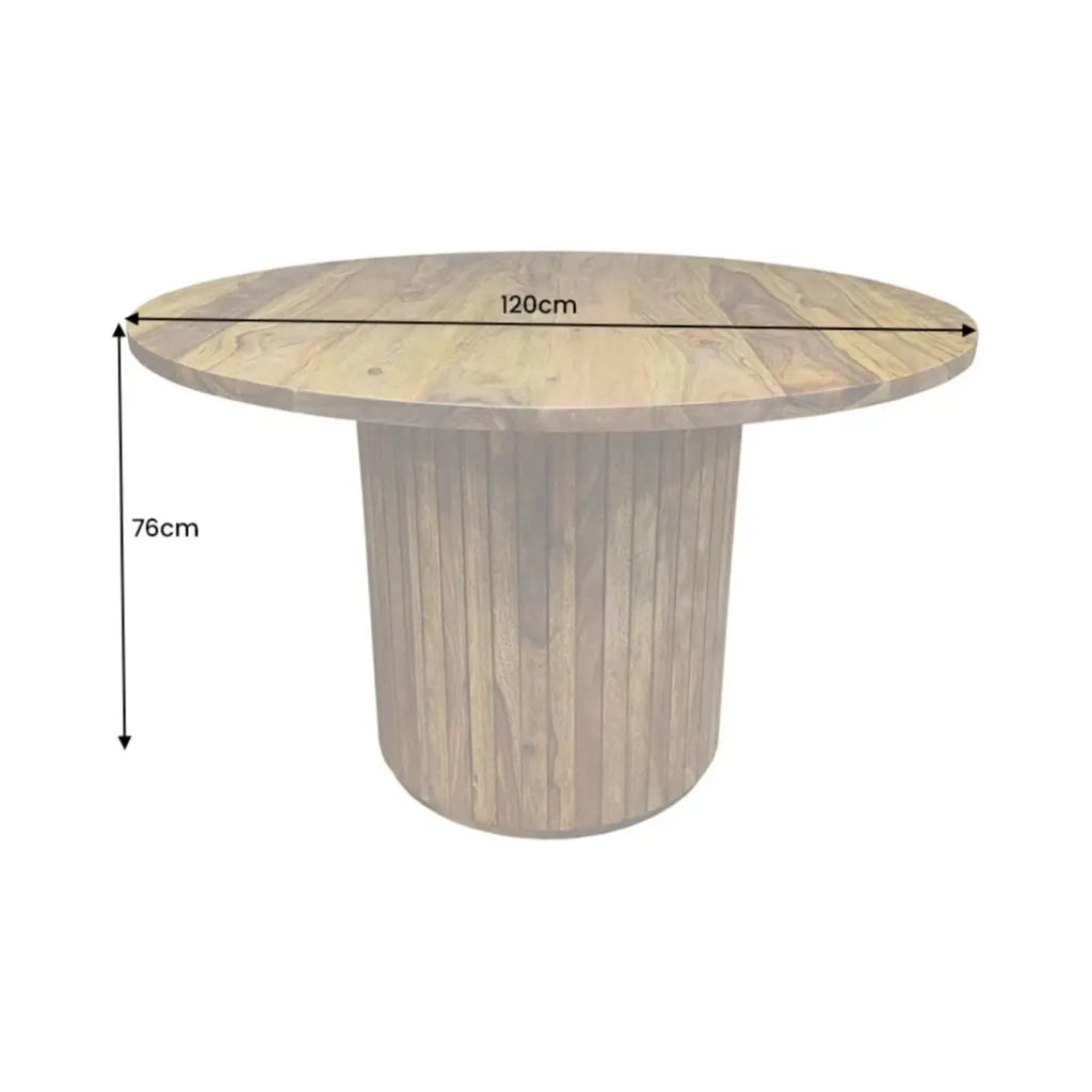 Tavolo da pranzo YONA rotondo 120 cm – Tavolo rustico in legno massello di sheesham