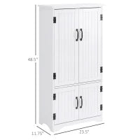 Credenza Cucina Alta con 2 armadietti 3 ripiani, Buffet contemporanea multispazio con 2 porte, in MDF, 60x30x123cm, bianco| Aosom Italy
