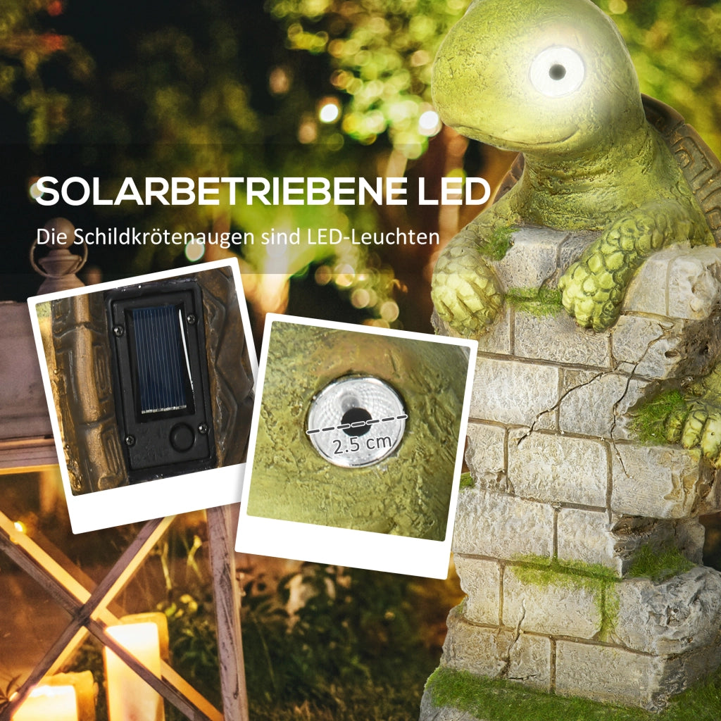 Statua da Giardino Tartaruga Piccola con Luci Solare ¨C Zephmum ¨C Verde
