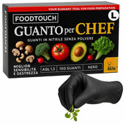 Akitaink Guanti Nitrile Neri Chef Food Touch L 100pz