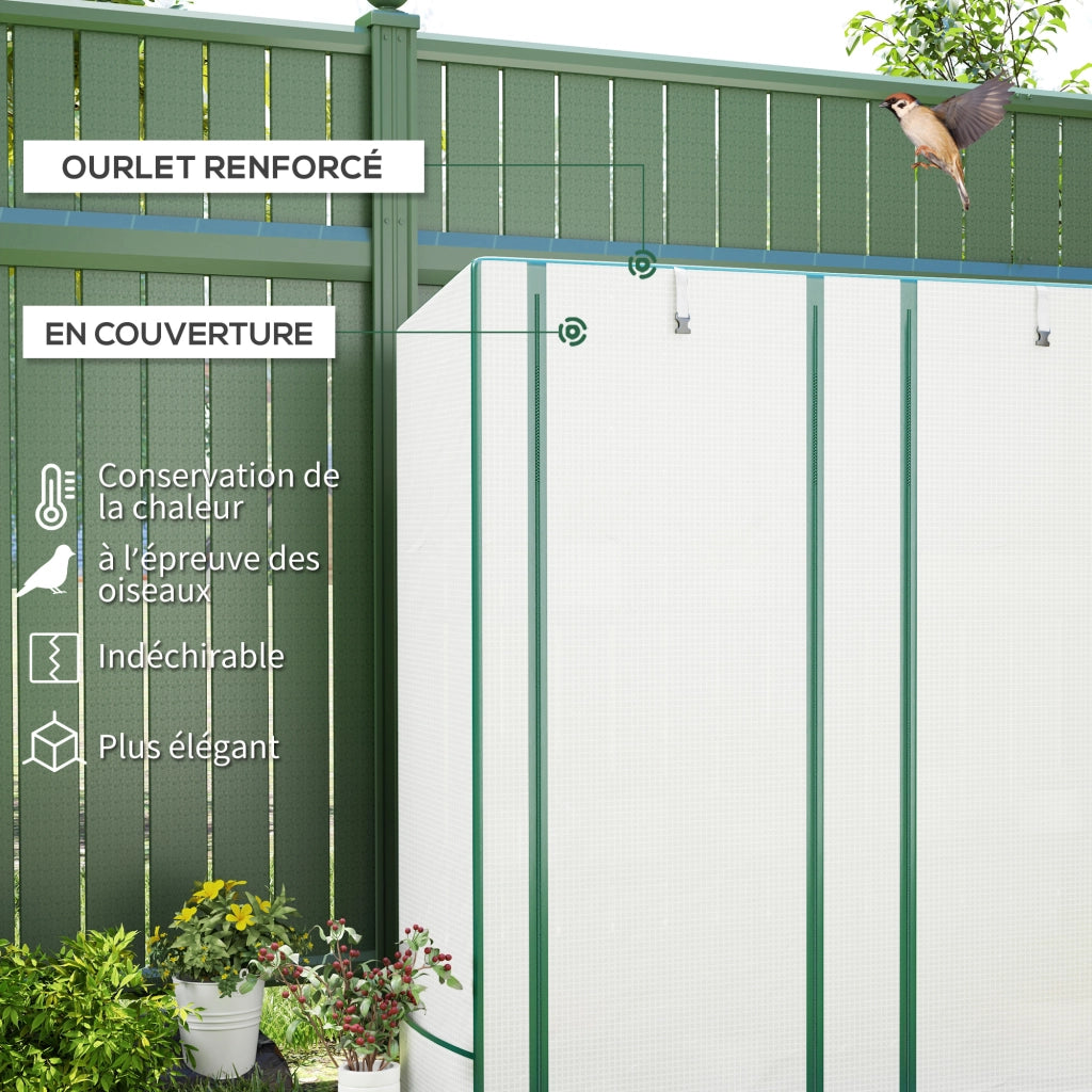 Serra da giardino con ripiani metallici 3 livelli ¨C zephmum ¨C bianco 144x48x152 cm