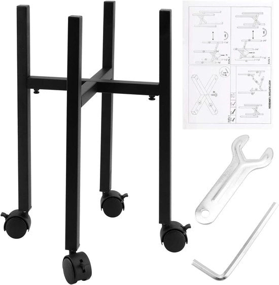 Supporto per Piante Regolabile - Supporto per Fiori in Metallo Nero con Ruote - Supporto per Piante per Interno e Esterno - Larghezza Regolabile 24cm a 38cm