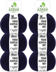 Set di Brei e Haak in Alpaca 100% - 300g (6 x 50g) - Krasvrij - Blu Scuro - Breigaren e Haakgaren - 6 Misure