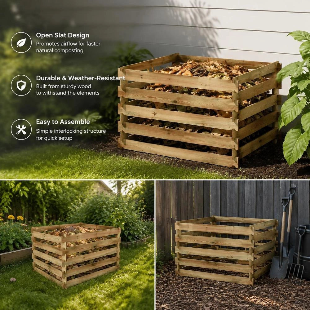 Slatted Compost Bin 120x120x70 Cm, Pine Wood, Impregnated