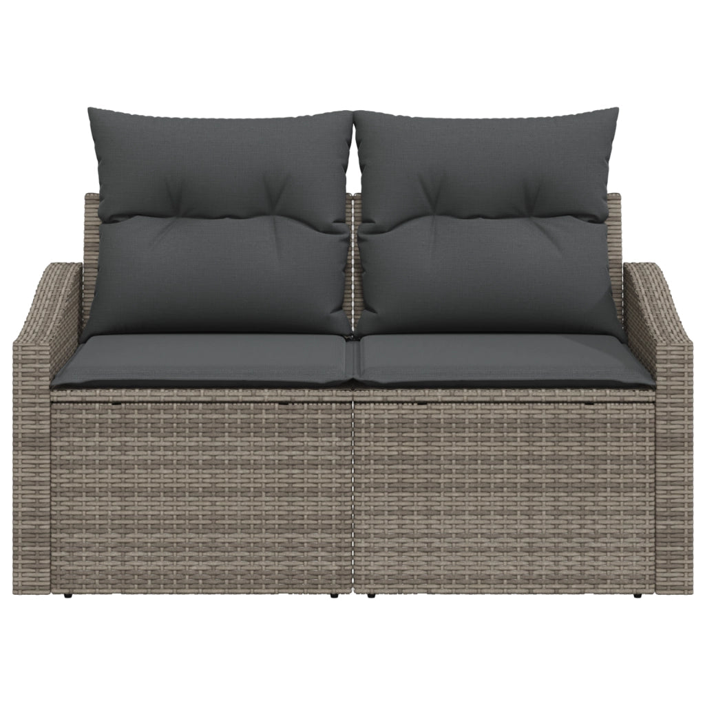 Divano da giardino a 2 posti con cuscini Grigio in Polyrattan