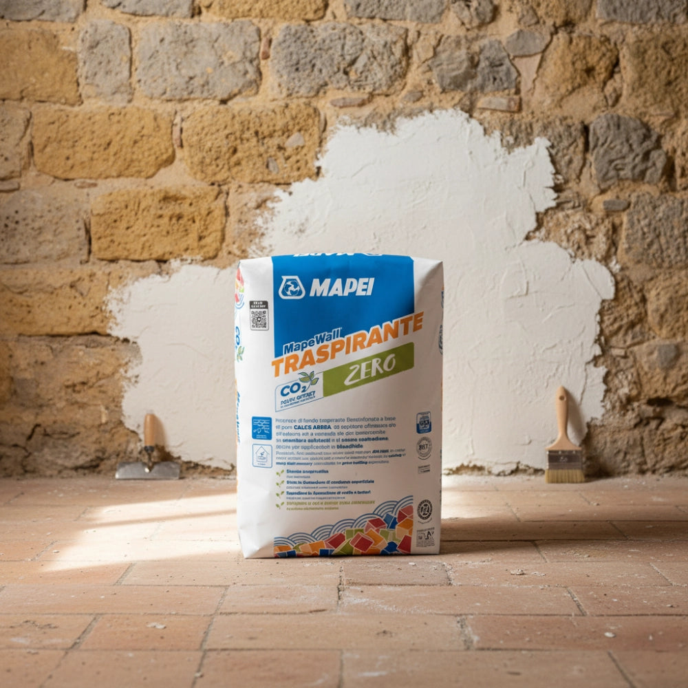 Mapewall traspirante intonaco di fondo bianco fibrorinforzato calce aerea 25 kg