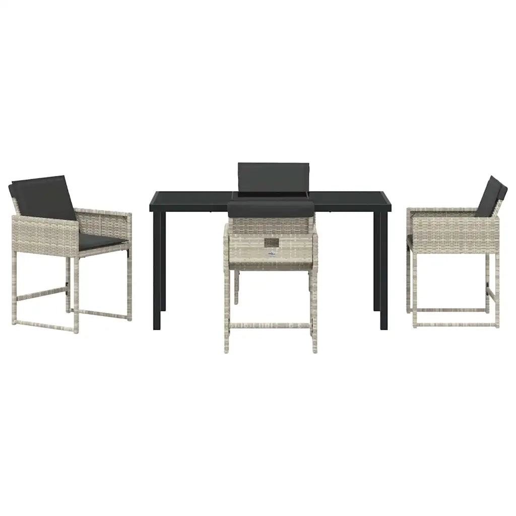 Set da Pranzo per Giardino 5 pz | Set Salotto da Giardino Grigio chiaro polyrattan