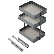 Portabottiglie laterale estraibile Harmony con chiusura soft, Modulo larghezza 150mm altezza 800mm, Acciaio e Legno, G..