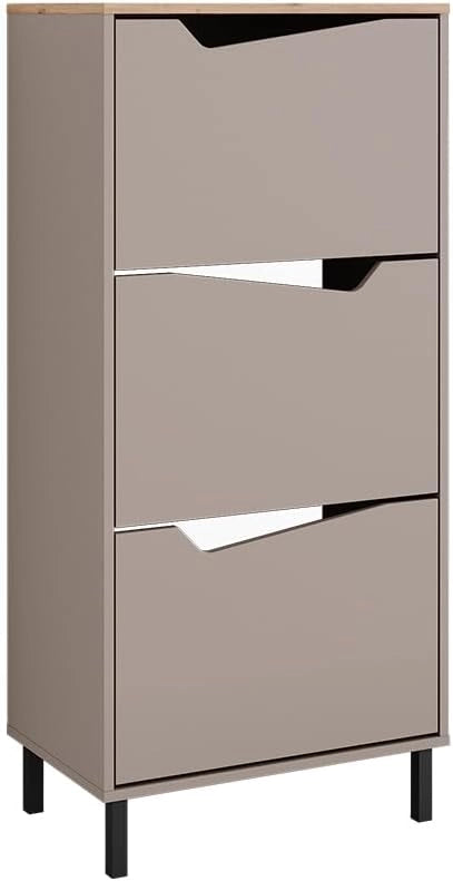 Scarpiera da ingresso Marelle, Bianco/Artisan, 60 x 129.5 cm con 3 scomparti