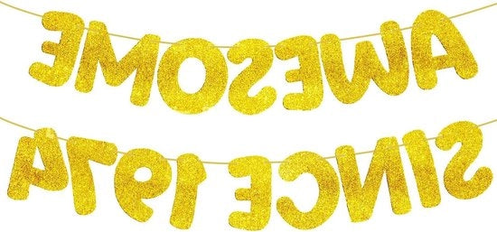 Bandiera con glitter per 50° compleanno - Decorazioni di compleanno dal 1974